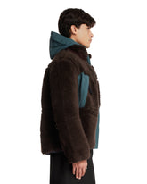 Brown and Blue Multimaterial Jacket | PDP | Antonia