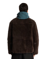 Brown and Blue Multimaterial Jacket | PDP | Antonia