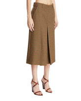 Beige Checkered Wool Midi Pants Skirt | PDP | Antonia