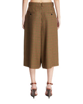 Beige Checkered Wool Midi Pants Skirt | PDP | Antonia