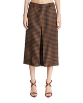 Dark Beige Checkered Wool Midi Pants Skirt | PDP | Antonia