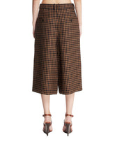 Dark Beige Checkered Wool Midi Pants Skirt | PDP | Antonia