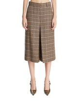 Beige Checkered Wool Midi Pants Skirt | PDP | Antonia