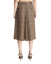 Beige Checkered Wool Midi Pants Skirt | PDP | Antonia