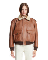 Brown Leather Bomber Jacket | PDP | Antonia