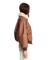 Brown Leather Bomber Jacket | PDP | Antonia