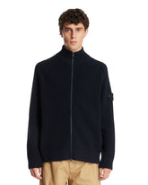 Blue Wool Zip-Up Sweater | PDP | Antonia