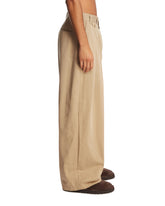 Beige Wide Cotton Trousers | PDP | Antonia