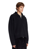 Blue Ribbed Wool Cardigan | PDP | Antonia