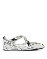Silver and White Flat Floor 01 Ballerinas | PDP | Antonia