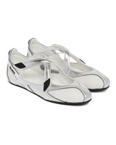 Silver and White Flat Floor 01 Ballerinas | PDP | Antonia