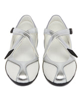 Silver and White Flat Floor 01 Ballerinas | PDP | Antonia