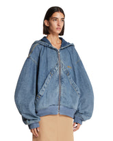 Sky Blue Washed Denim Bomber Jacket | PDP | Antonia