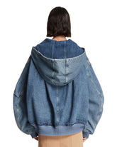 Sky Blue Washed Denim Bomber Jacket | PDP | Antonia