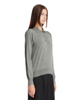 Gray Long-Sleeve Silk Polo | PDP | Antonia