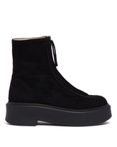 Black Suede Zip Ankle Boots | PDP | Antonia