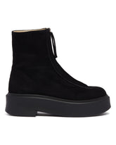 Black Suede Zip Ankle Boots | PDP | Antonia