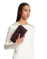 Burgundy Square Compact Leather Clutch | PDP | Antonia