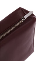 Burgundy Square Compact Leather Clutch | PDP | Antonia