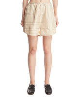 Beige Monogram Silk Shorts | PDP | Antonia