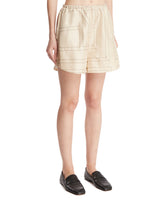 Beige Monogram Silk Shorts | PDP | Antonia