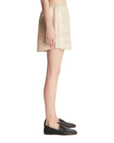 Beige Monogram Silk Shorts | PDP | Antonia