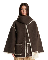 Brown Wool Scarf Jacket | PDP | Antonia