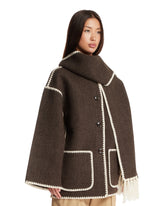 Brown Wool Scarf Jacket | PDP | Antonia