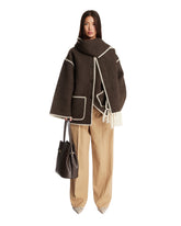 Brown Wool Scarf Jacket | PDP | Antonia