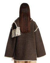 Brown Wool Scarf Jacket | PDP | Antonia