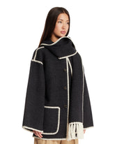 Black Wool Scarf Jacket | PDP | Antonia