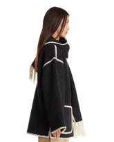 Black Wool Scarf Jacket | PDP | Antonia