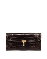 Brown T-Lock Croc-Print Wallet - Women's accessories | PLP | Antonia