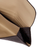Brown T-Lock Croc-Print Wallet | PDP | Antonia