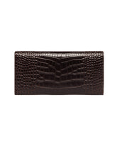 Brown T-Lock Croc-Print Wallet | PDP | Antonia