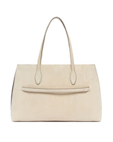 White Suede Lounge Tote | PDP | Antonia
