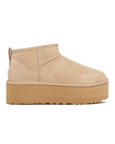 Beige Classic Ultra Mini Platform Boots | PDP | Antonia