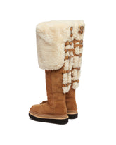 UGG X Sacai Beige Thigh-High Leather Boots | PDP | Antonia