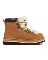UGG X Sacai Beige Leather Hiker Boots | PDP | Antonia