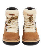 UGG X Sacai Beige Leather Hiker Boots | PDP | Antonia