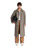 Beige Vichy Check Single-Breasted Coat | PDP | Antonia