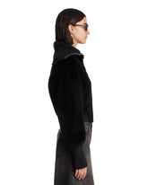 Black Shearling Bomber Jacket | PDP | Antonia