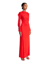 Red Draped Long Dress | PDP | Antonia