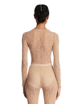 Beige Lace Long-Sleeve Bodysuit | PDP | Antonia