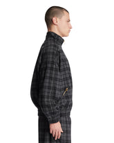 Gray Wool Checkered Bomber Jacket | PDP | Antonia