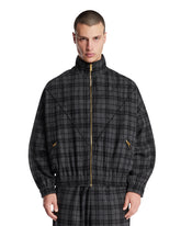 Gray Wool Checkered Bomber Jacket | PDP | Antonia
