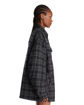 Gray Plaid Wool Overshirt | PDP | Antonia