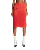 Red Workwear Midi Skirt | PDP | Antonia