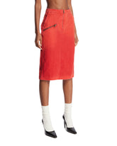 Red Workwear Midi Skirt | PDP | Antonia