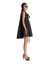 Black Leather Bow Mini Dress | PDP | Antonia